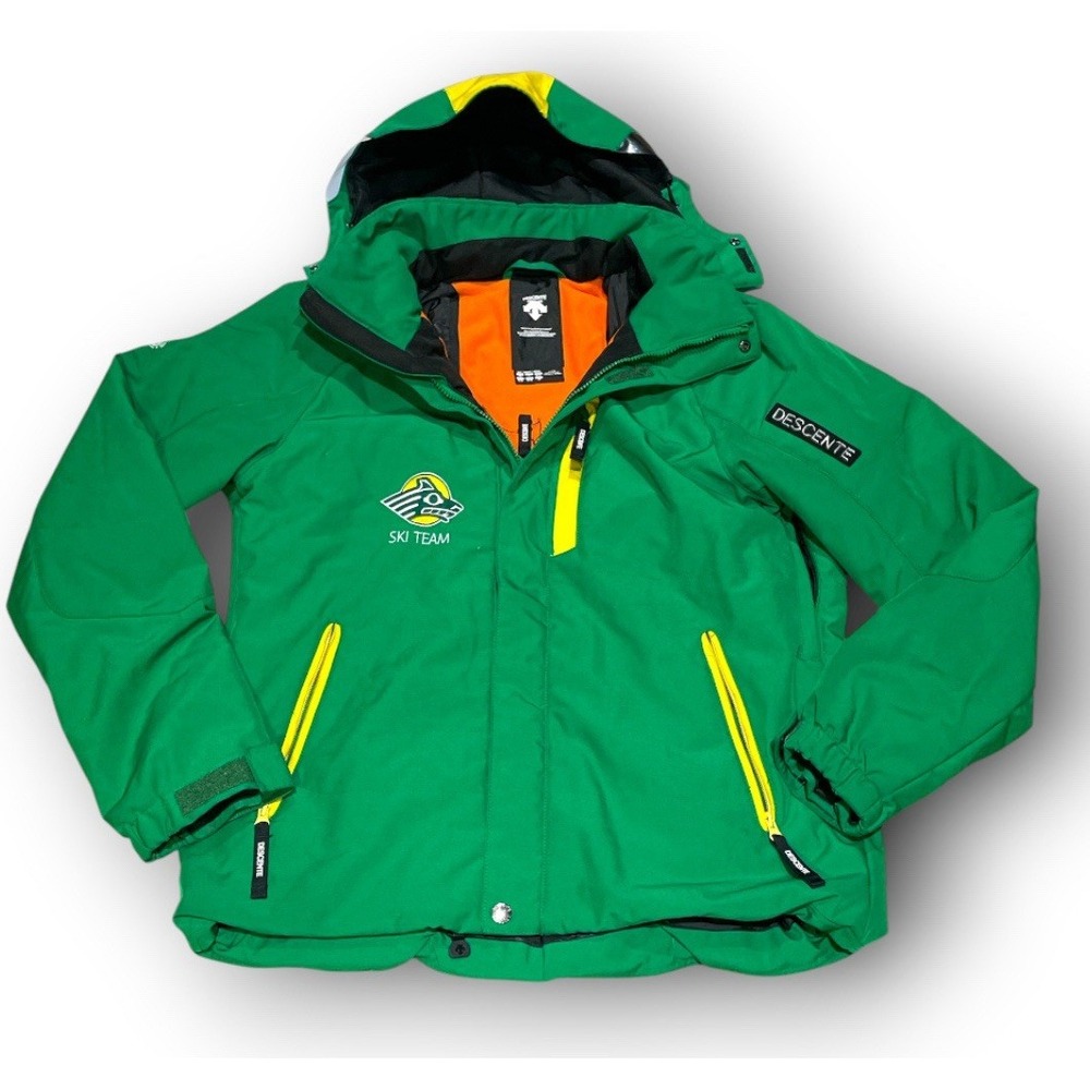 Descente Ski Jacket Mens L Alaska Anchorage Seawolves Team Recco Heat Navi Green